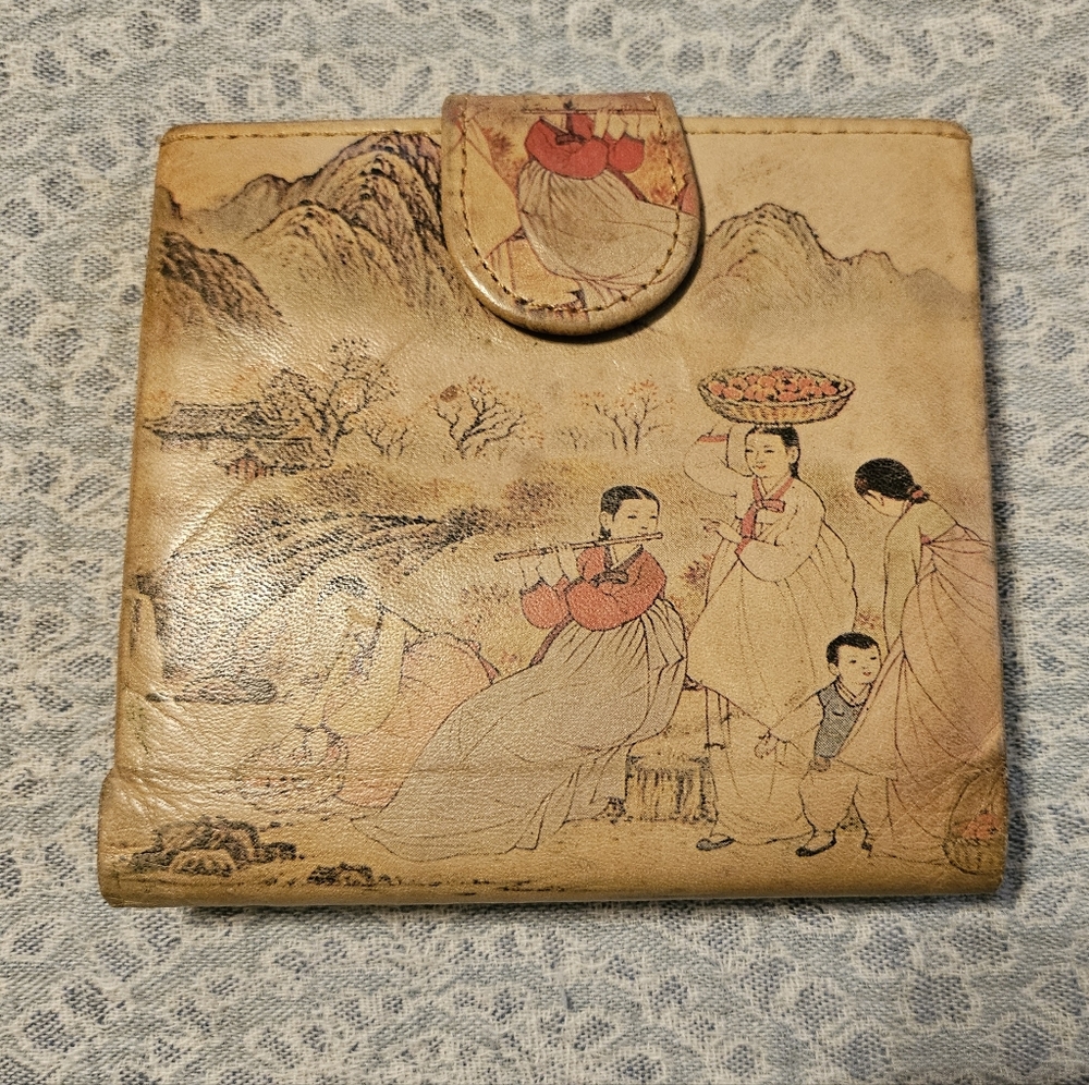 **Vintage** handpainted leather wallet